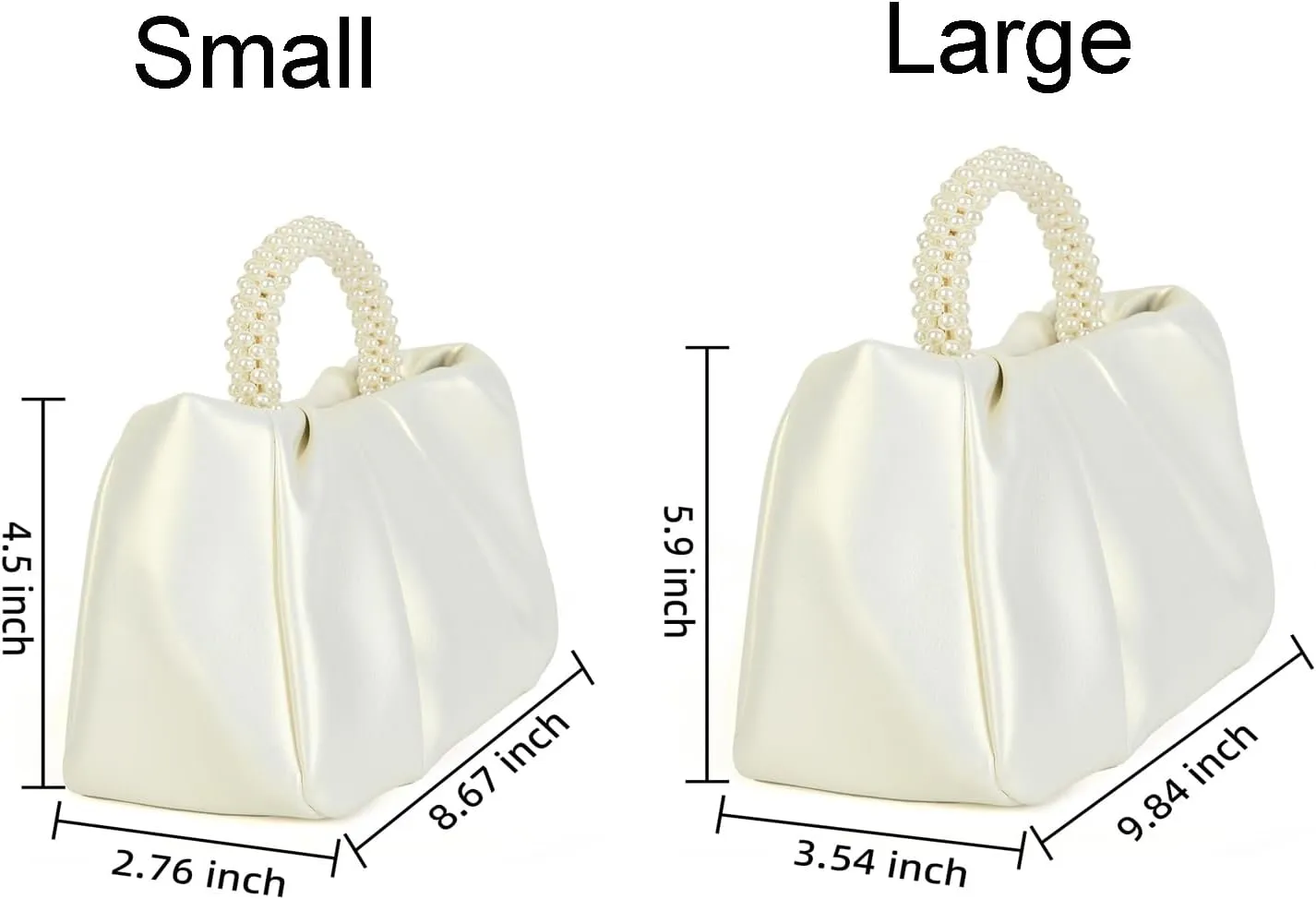 Valleycomfy Evening Clutch Pearl Purses for Women Ladies Soft Leather Ruched Crossbody Bags Shoulder Bag for Party Wedding