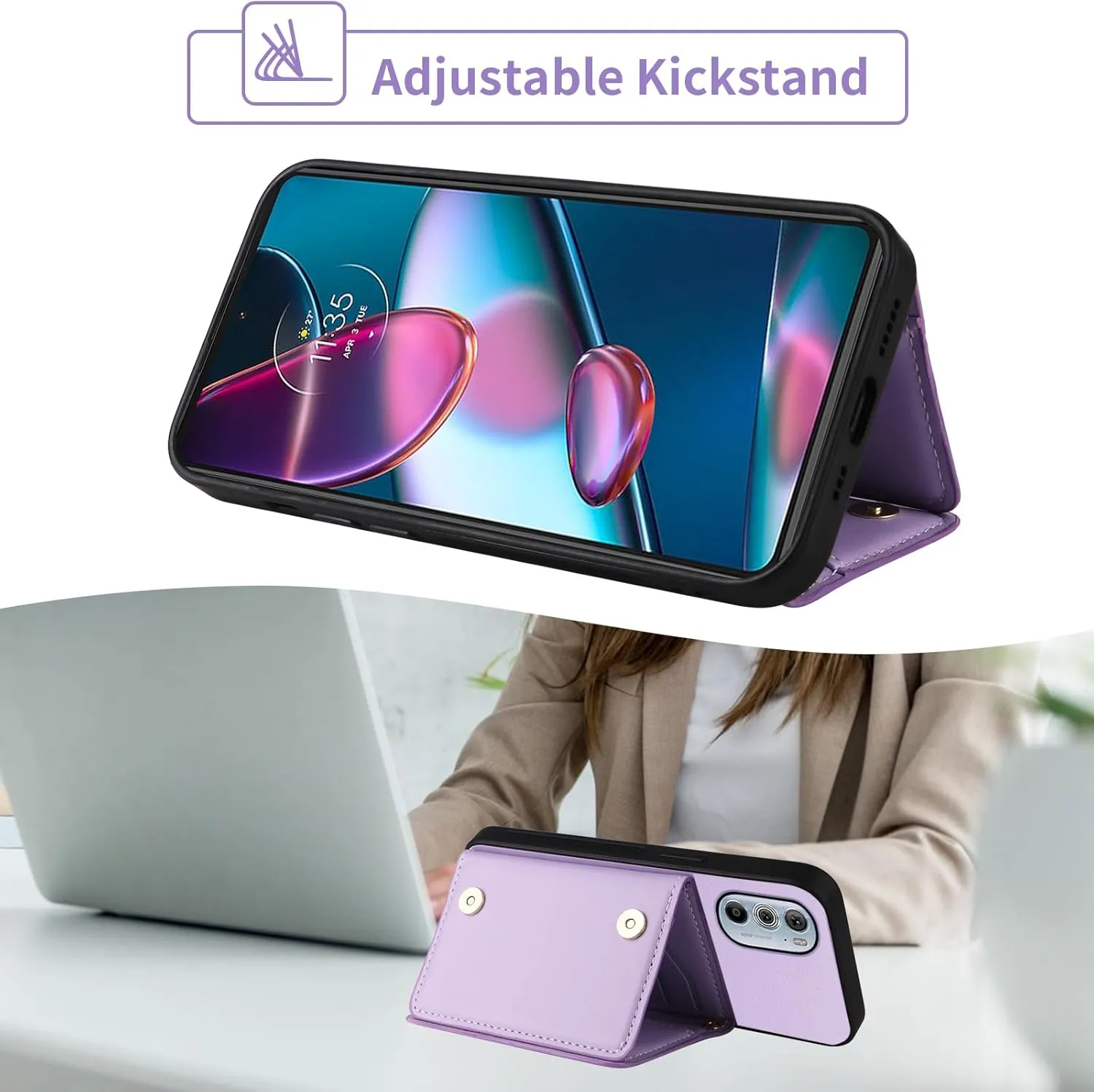 Wallet Case for Motorola Edge  Plus 2022/Edge X30/30 Pro with Crossbody Strap Premium PU Leather Card Holder Shockproof Heavy Duty Accessories Slim Cell Phone Cover for Moto Edge   5G UW Purple