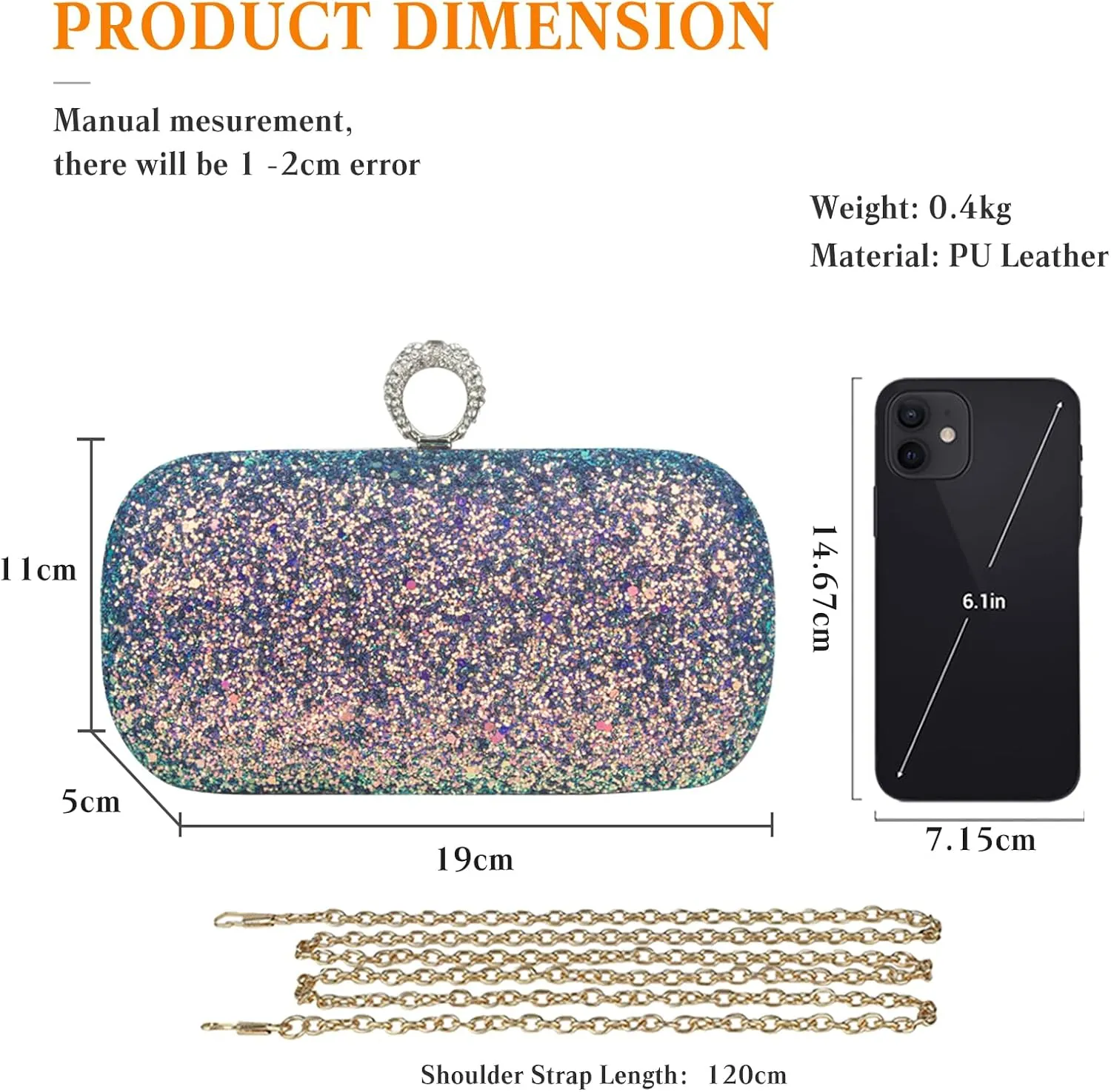Women Clutch Bag Sequin Evening Bag Ladies Sparkly Handbag Bridal Wedding Purse Glitter Shoulder Bag
