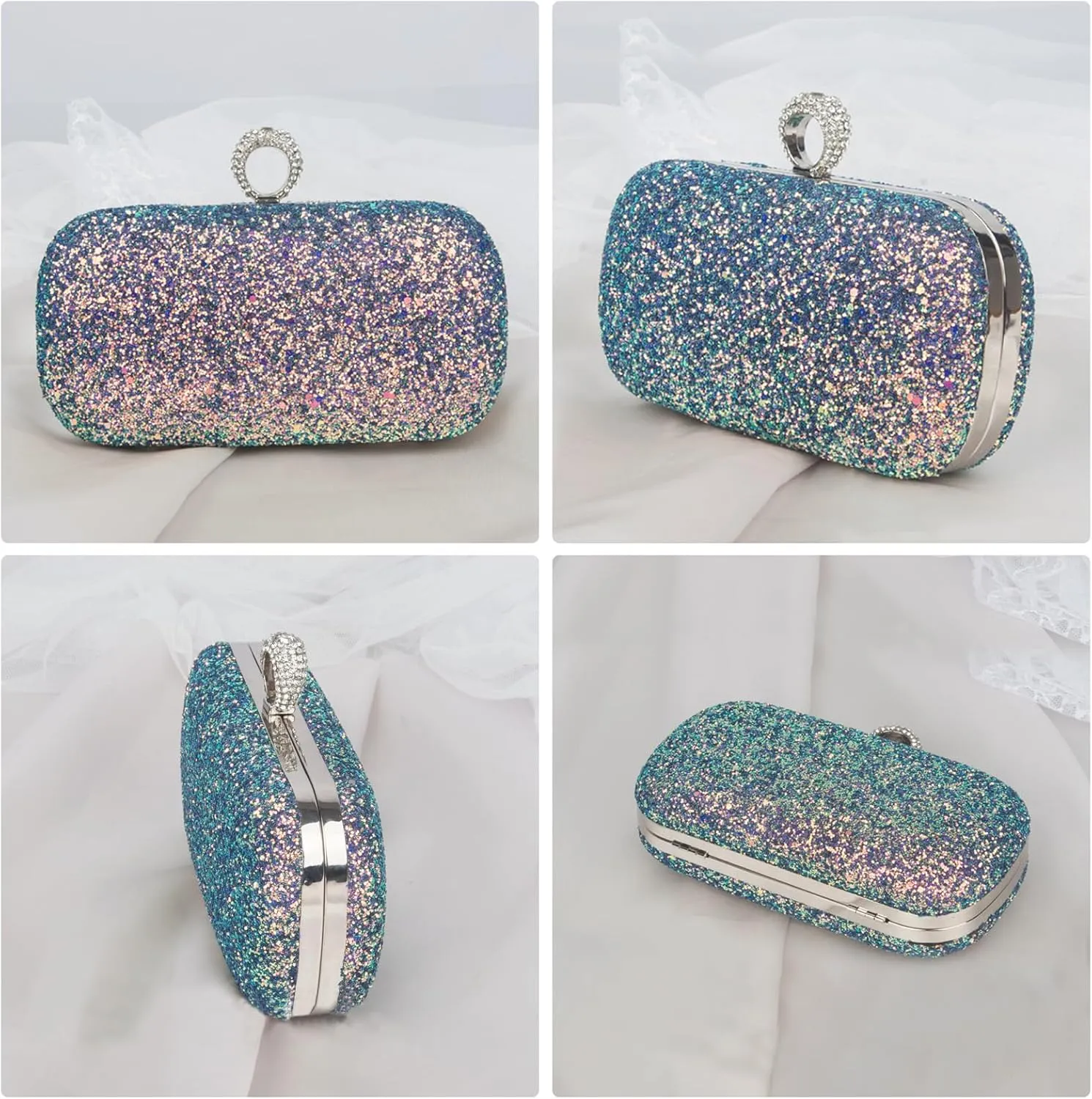 Women Clutch Bag Sequin Evening Bag Ladies Sparkly Handbag Bridal Wedding Purse Glitter Shoulder Bag