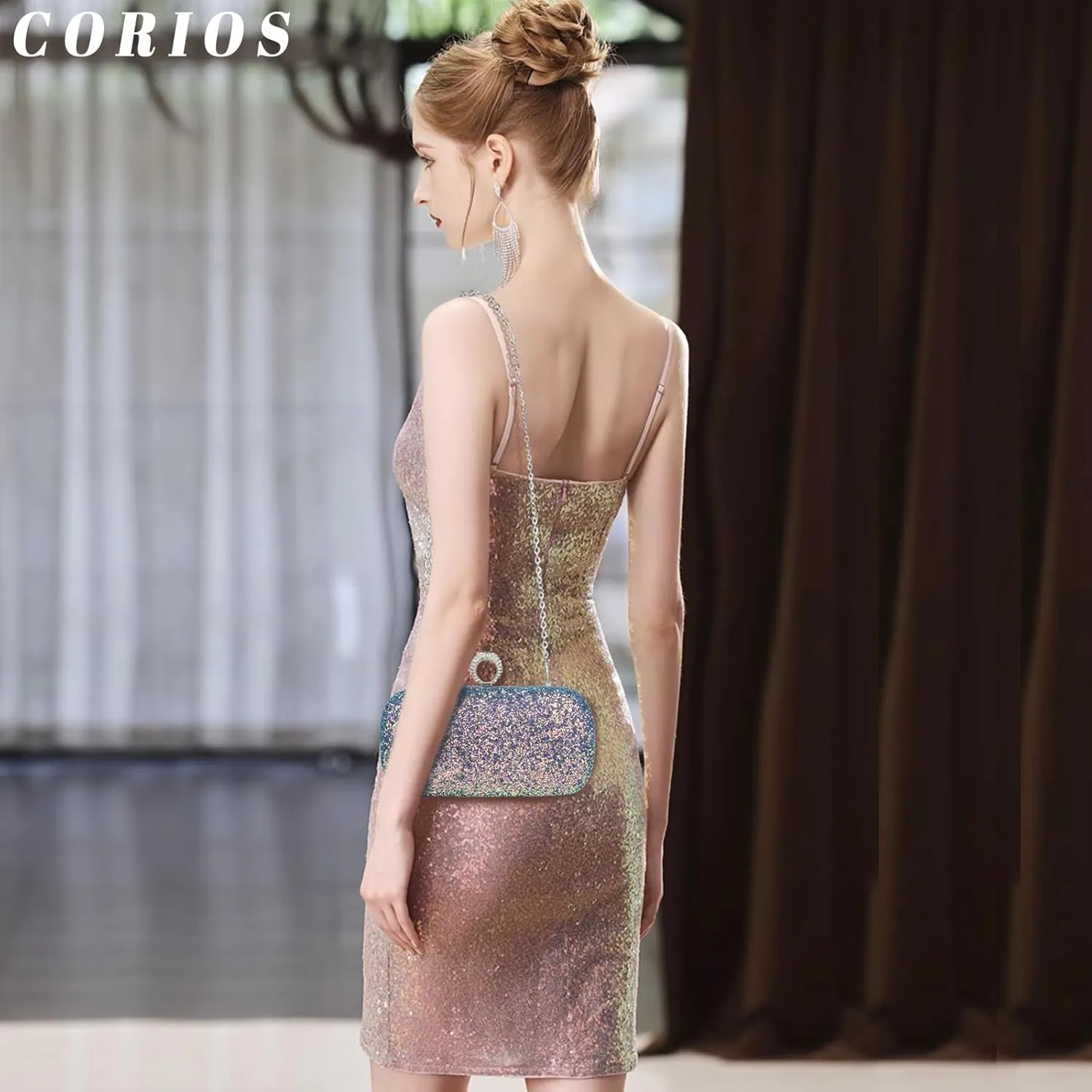Women Clutch Bag Sequin Evening Bag Ladies Sparkly Handbag Bridal Wedding Purse Glitter Shoulder Bag