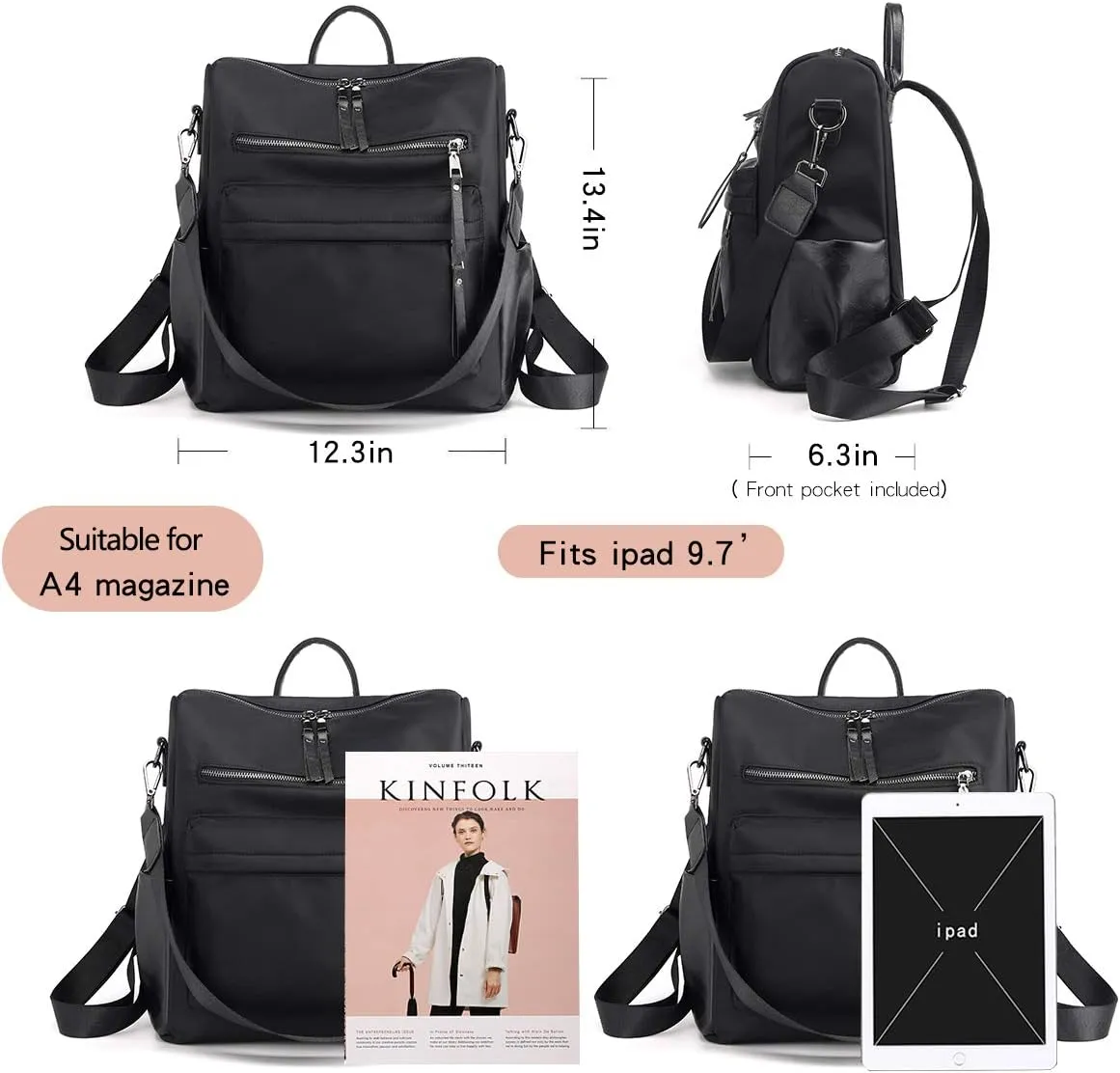 Women's Fashion Backpack Purse Multipurpose Design Convertible Satchel Handbags Shoulder Bag Travel bag