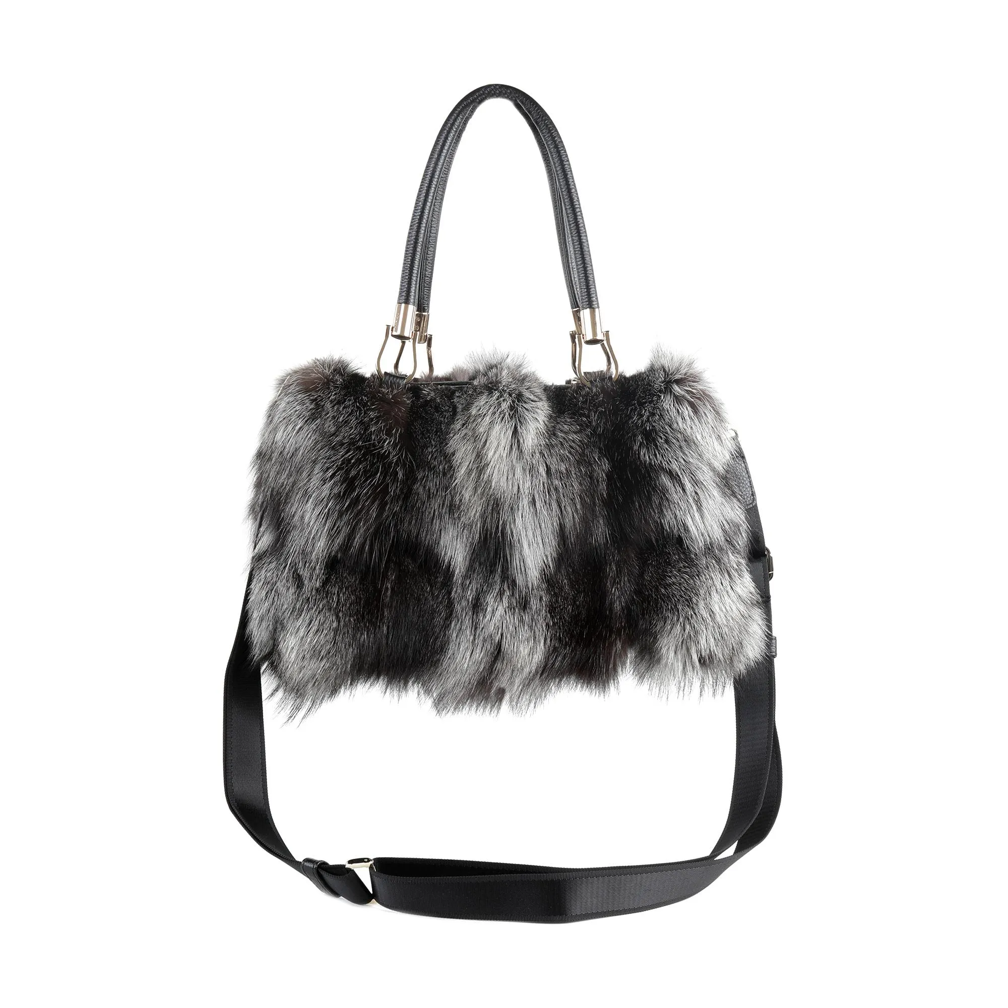 Women's Fox Fur Chain Bag Fuzzy Shoulder Handbag for Women Big Fluffy Tote Cute Purses