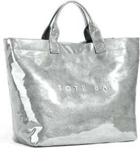 Women's Large PVC Tote Bag Letters Print Handbags Kraft Paper Shoulder Bag Clear Shopping Hobo Bag